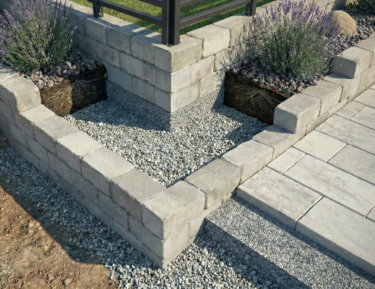 Plattläggning, Mur & L-stöd