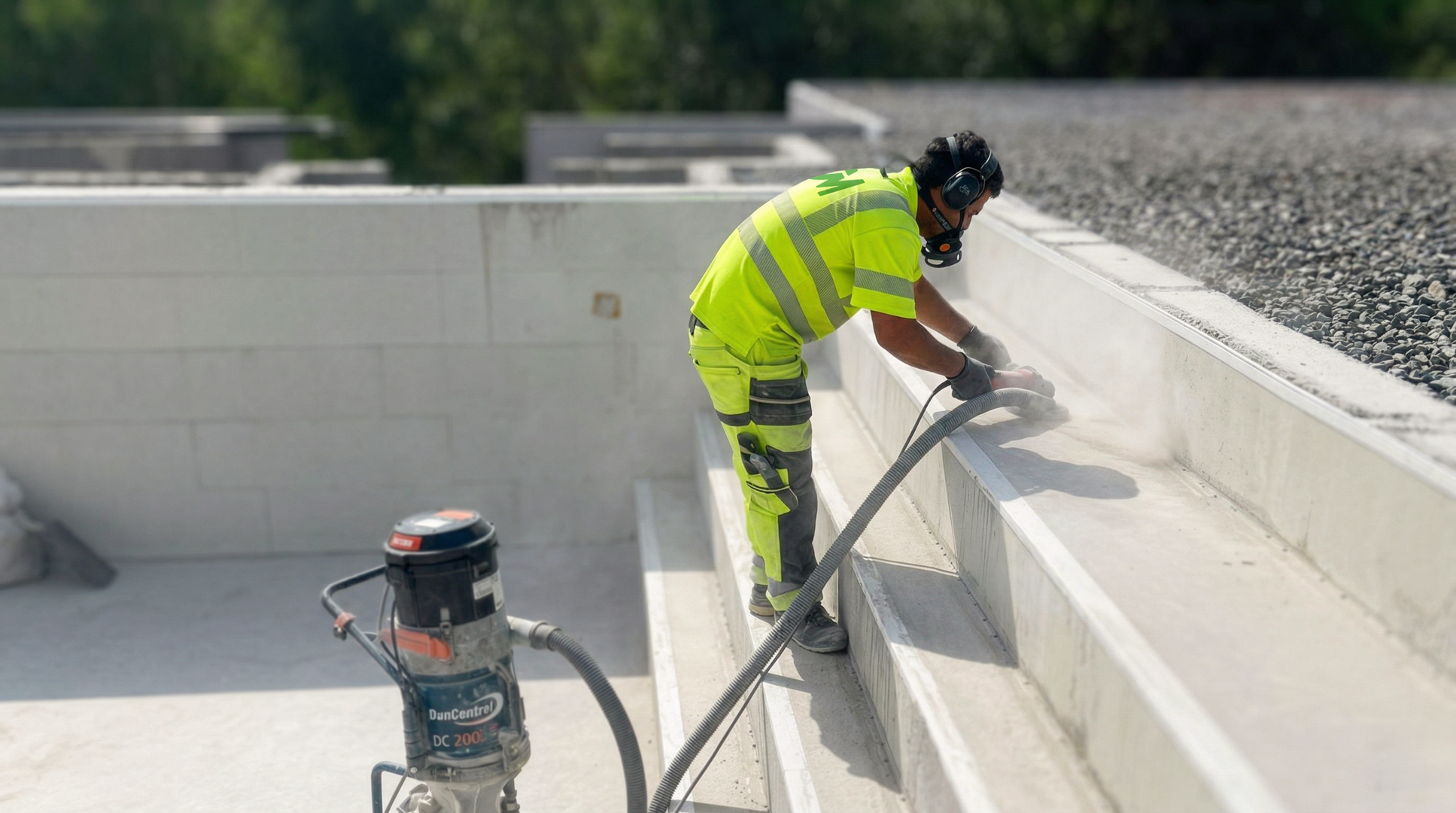 Pooltrappor putsas innan liner applikation.